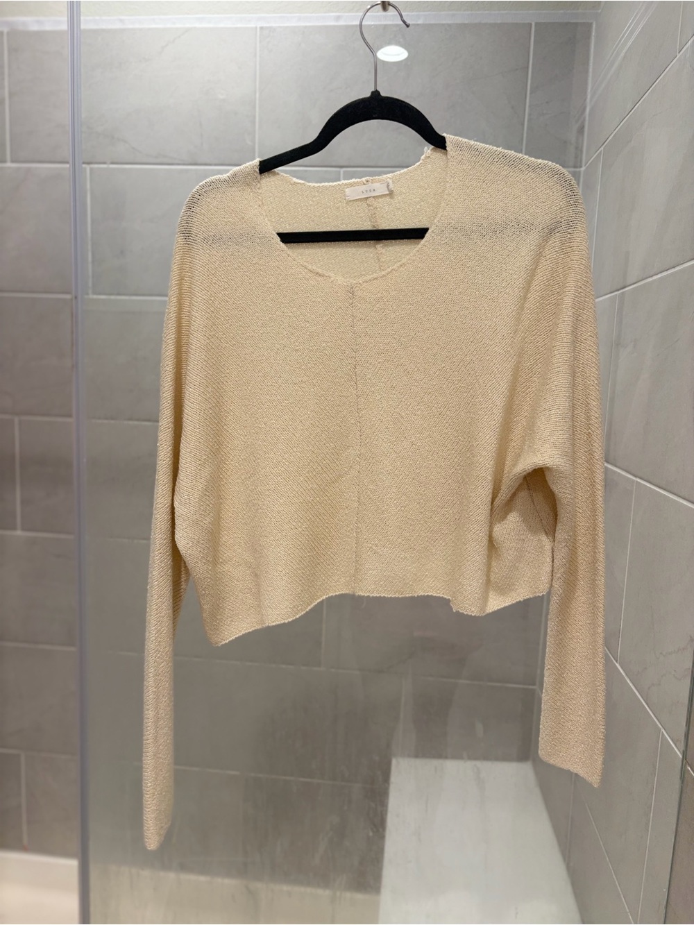 Lush Cream Cropped Crewneck Sweater
